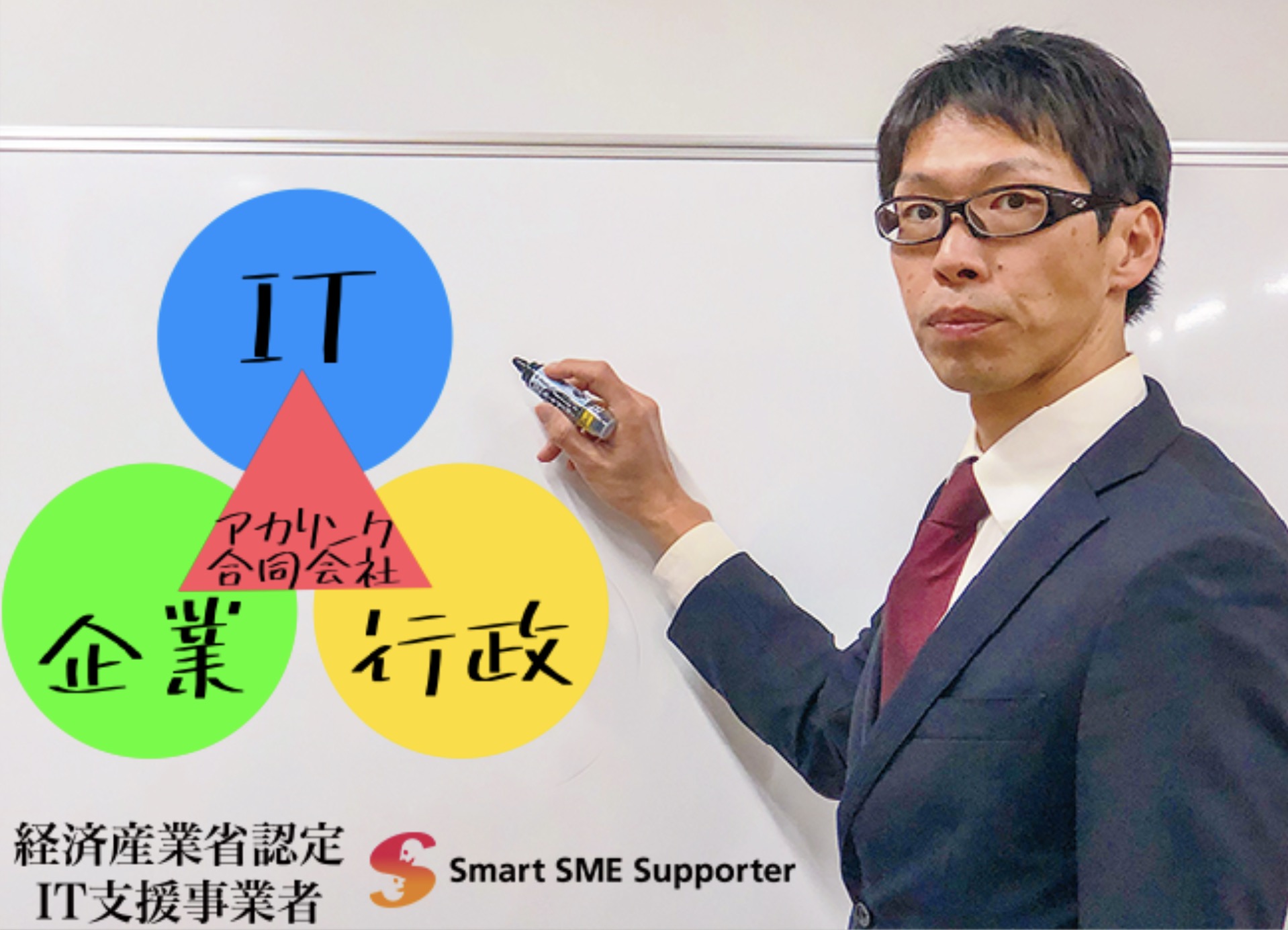 アカリンク公式会社情報に現在掲載されている代表・相馬正伸のプロフィール写真