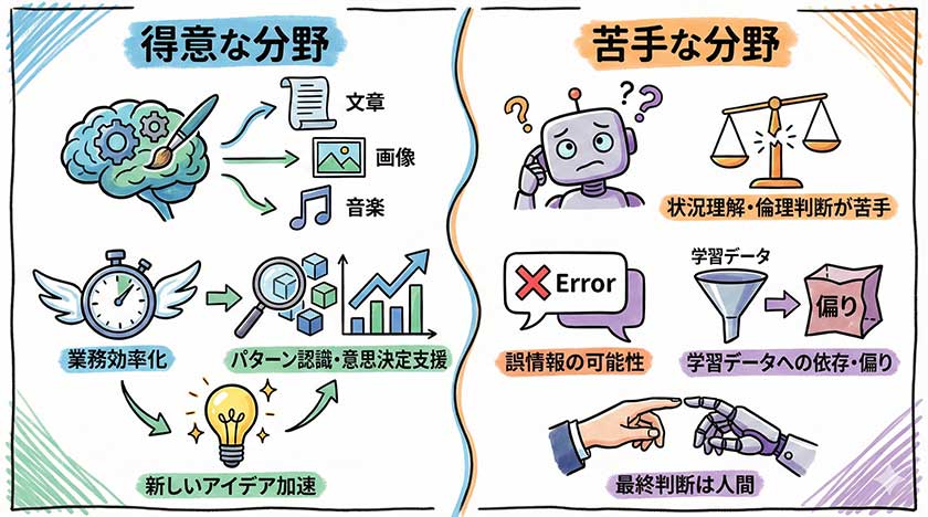生成AIの得意な分野と苦手な分野