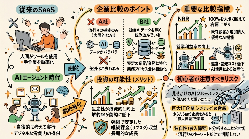 AIエージェント時代、SaaS市場での企業比較と投資の可能性