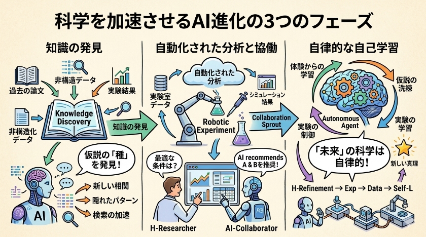 科学を加速させるAI進化の3つのフェーズ