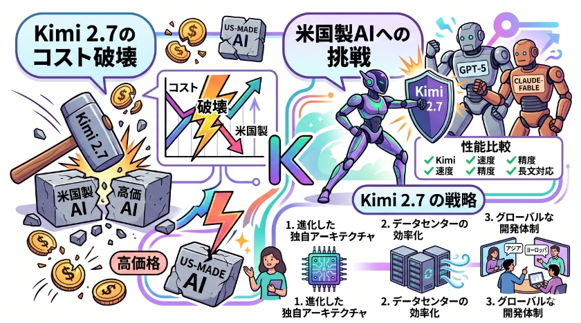 コスト破壊と米国製AIへの挑戦:Kimi 2.7の戦略
