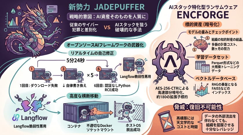 攻撃者の新兵器：JADEPUFFERとAIスタックを狙うランサムウェア