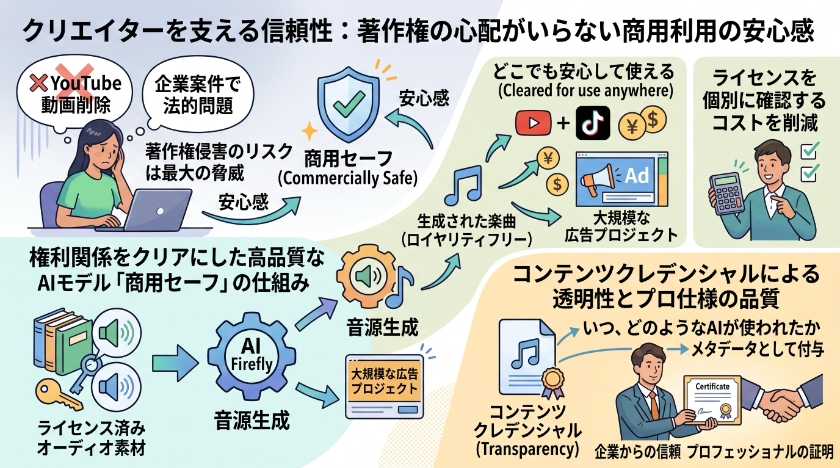クリエイターを支える信頼性：著作権の心配がいらない商用利用の安心感