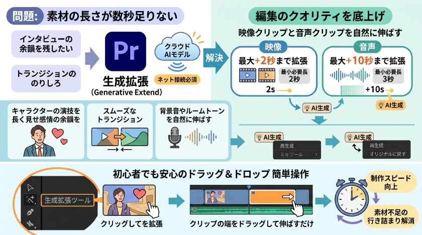 Premiere Proの「生成拡張」：あと数秒が足りない問題をスマートに解決