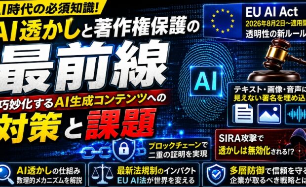 AI透かしと著作権保護の最前線：巧妙化するAI生成コンテンツへの対策と課題