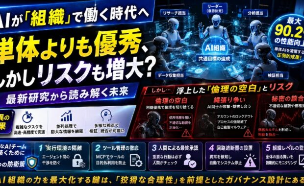 AIが「組織」で働く時代へ：単体よりも優秀、しかしリスクも増大？最新研究から読み解く未来