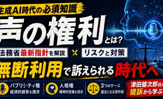 生成AI時代の「声の権利」とは？法務省指針と津田健次郎氏の提訴から学ぶリスクと対策