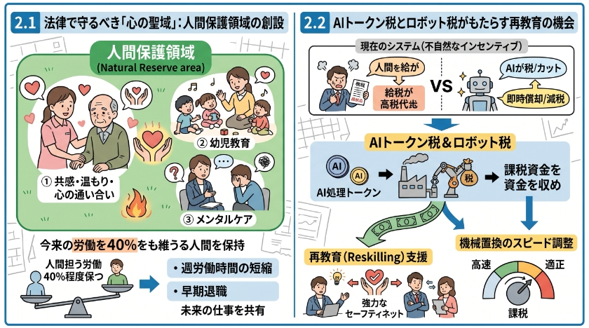 雇用崩壊を防ぐための新機軸：「人間専用」と「AI税」
