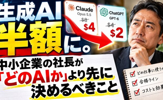 生成AIが半額に。中小企業の社長が「どのAIか」より先に決めるべきこと