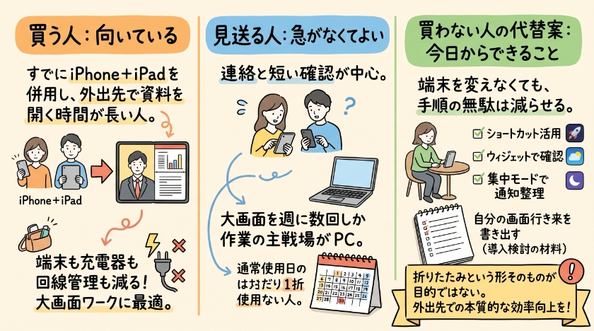 まとめ｜買う人、見送る人、そして買わない人の代替案