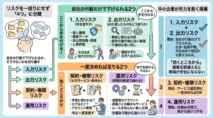 リスクは4つに分けて、優先順位をつける