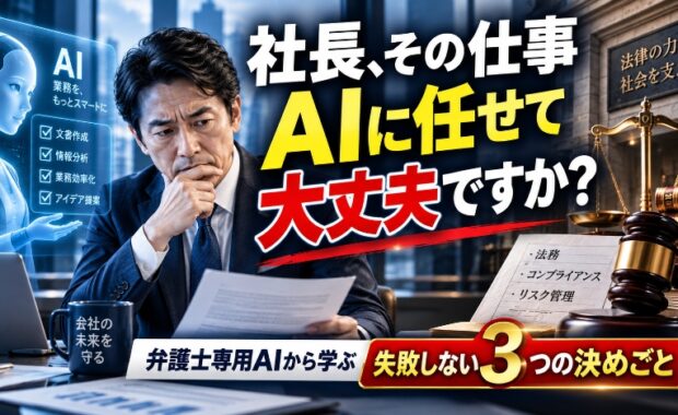 社長、そのAI活用、現場任せになっていませんか？　弁護士専用AIの登場が突きつける、中小企業の宿題