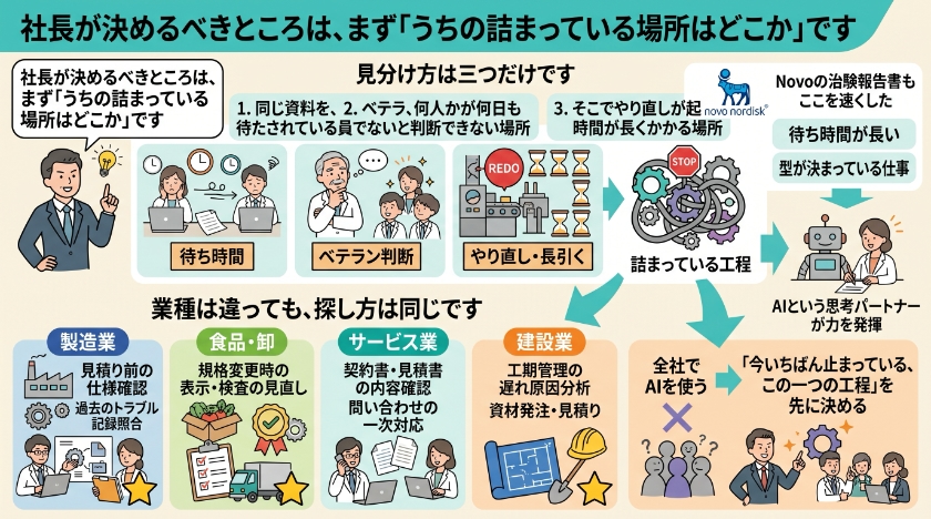 社長が決めるべきところは、まず「うちの詰まっている場所はどこか」です