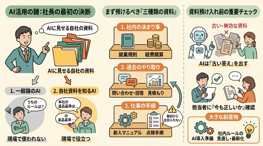 社長が最初に決めるべきは「AIに見せる自社の資料」です