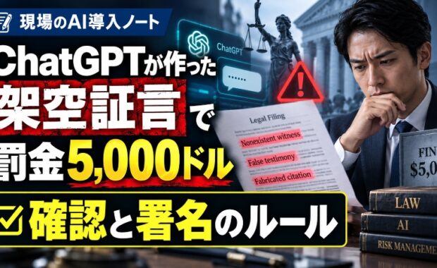 ChatGPTが作った架空証言で弁護士に罰金5,000ドル ― 中小企業が今日から作れる「確認と署名」のルール