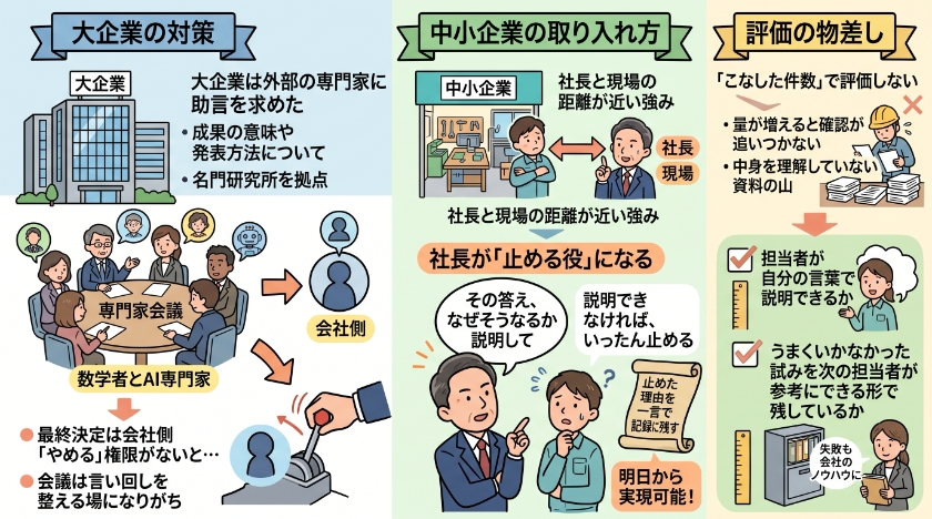 大企業の対策を、中小企業はどう取り入れるか