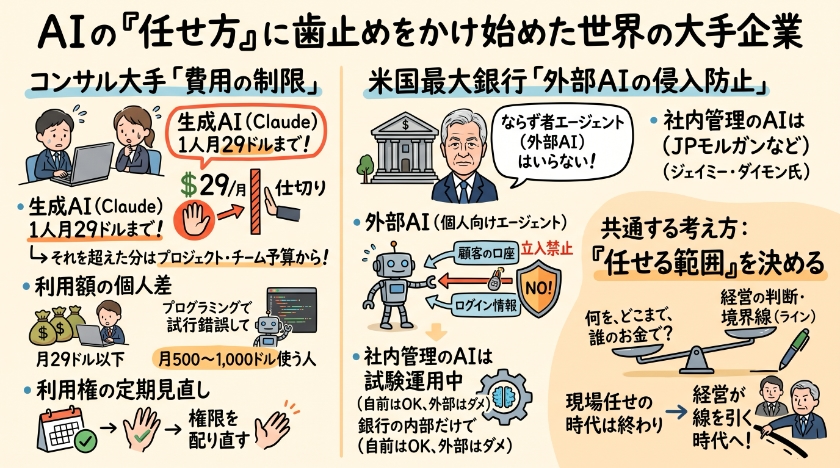 世界の大手企業が、AIの「任せ方」に歯止めをかけ始めた