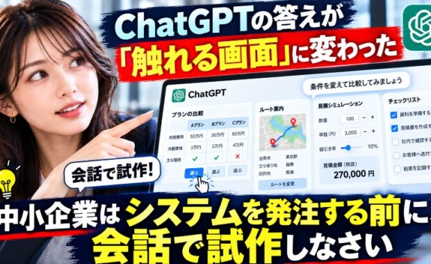 ChatGPTの答えが「触れる画面」に変わった。中小企業はシステムを発注する前に、会話で試作しなさい