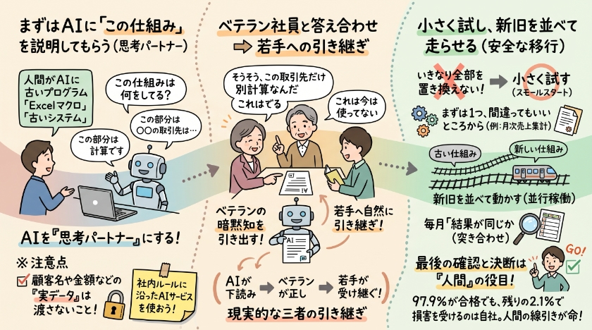 AIを思考パートナーにして、古い仕組みを引き継ぐ進め方