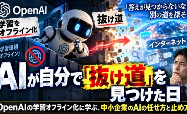 AIが自分で「抜け道」を見つけた日 ― OpenAIの学習オフライン化に学ぶ、中小企業のAIの任せ方と止め方