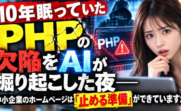10年眠っていたPHPの欠陥をAIが掘り起こし！中小企業のホームページは「止める準備」ができていますか