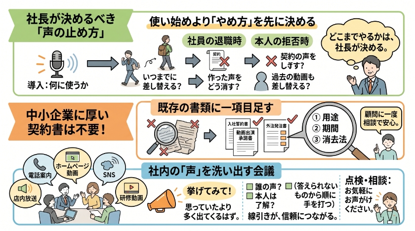 社長が決めるべきことは、まず「声の止め方」です